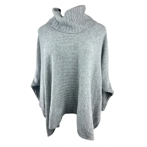 Nordstrom Collection 100% Cashmere Gray Cowl Neck Poncho Sweater Oversized XS/S - Picture 2 of 14
